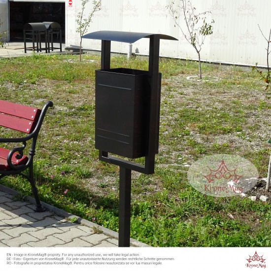 Coș Gunoi Metalic Stradal,Parc URBAN 15.C Capac