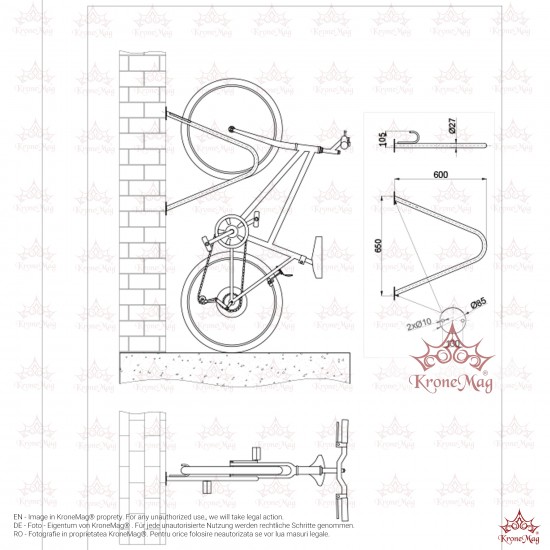 Suport Bicicletă Metalic pentru Perete P5