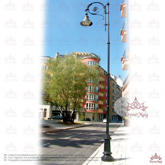 Stâlp Iluminat Stradal Metalic cu Ornamente Fontă T65-4-L1