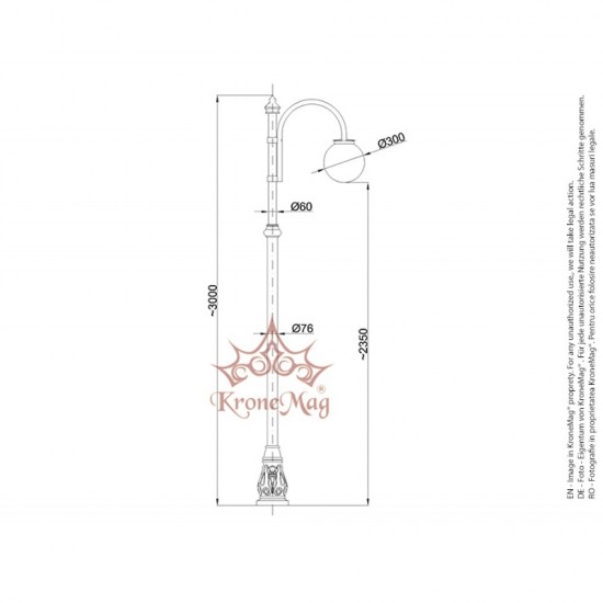 Stâlp Iluminat Parc Metalic UNIO-M87-CS1