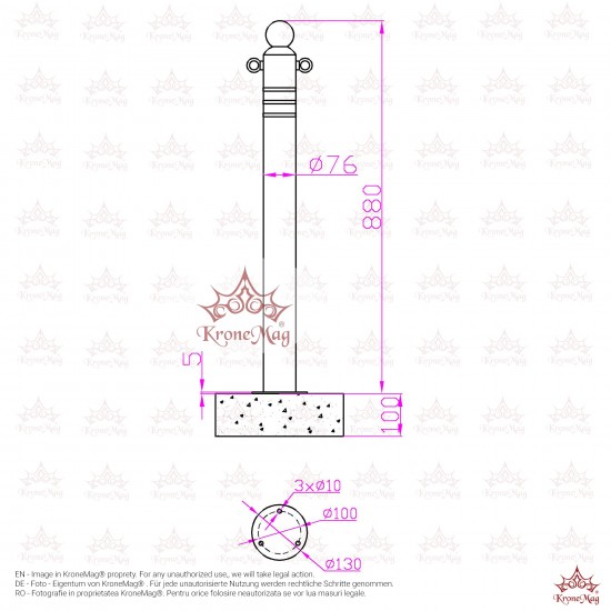 Stâlpișor Delimitator pentru Lanț DEL-6F.1