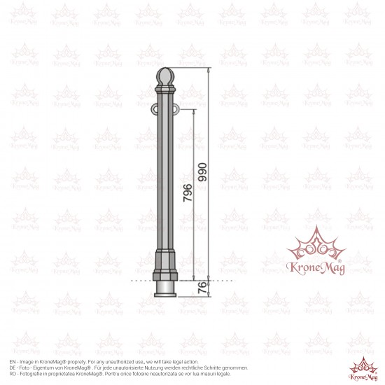 Stâlp Delimitare Spații și Parcare cu Urechi pentru Lanț 907