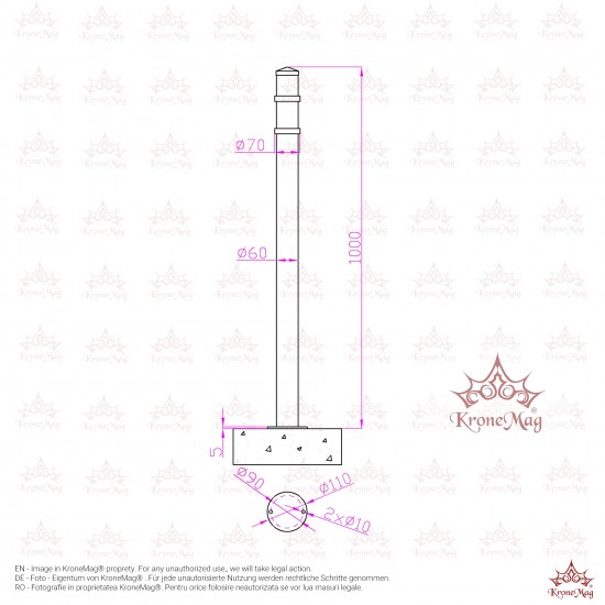 Stâlpișor Delimitator Metalic Stradal DEL-7.F