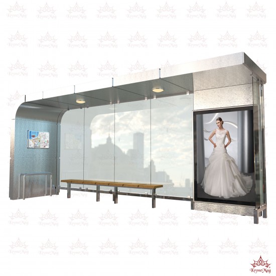 Stație de Autobuz cu Banchetă și Casetă de Afișaj Dublă pentru Reclame TIP 1