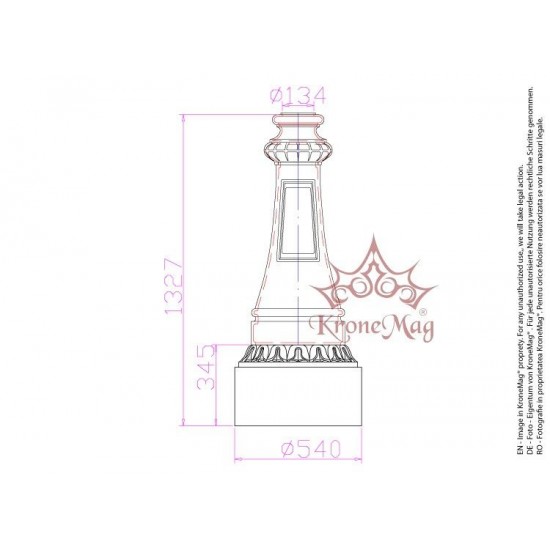 Stalp Iluminat Stradal Metalic cu Ornamente Fonta KT1H1-KL1