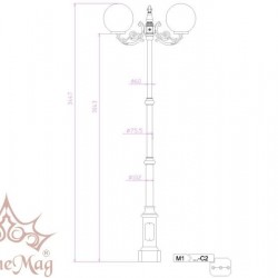 Stalp Iluminat Parc Metalic cu Ornamente Fonta M1-C2