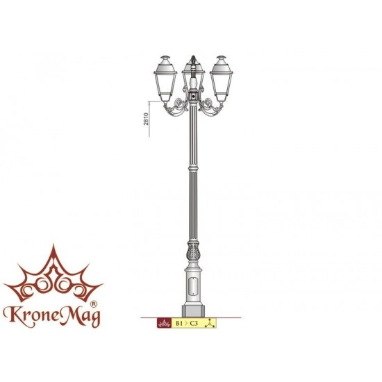 Stâlp Iluminat Grădină. Curte din Fontă B1-C3