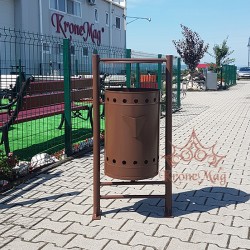 Coș Gunoi Exterior Metalic cu Capac și Scrumieră URBAN 22.CS - volum 50 litri