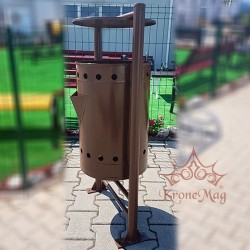 Coș Gunoi Exterior Metalic cu Capac și Scrumieră URBAN 22.CS - volum 50 litri